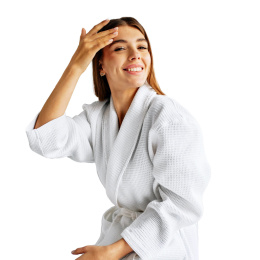 Szlafrok biały waflowy kimono wafel S unisex