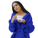 Szlafrok niebieski coral fleece ciepły M unisex