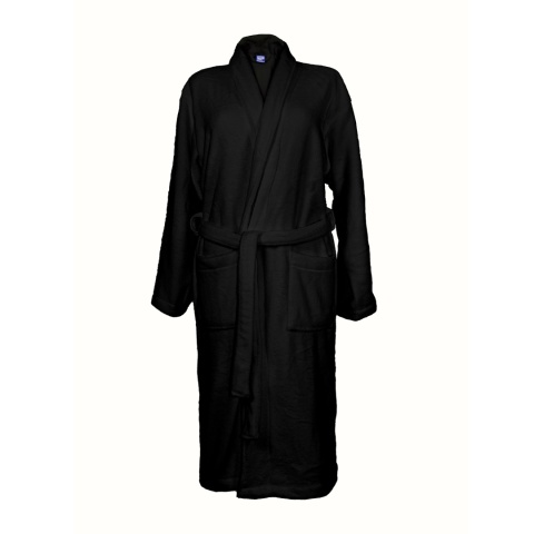 Szlafrok czarny coral fleece ciepły L unisex