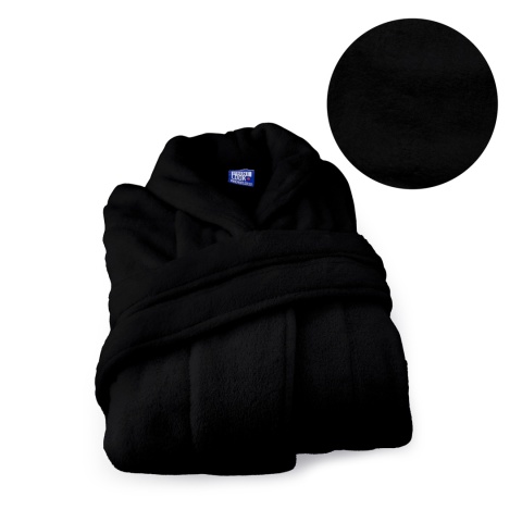 Szlafrok czarny coral fleece ciepły XL unisex