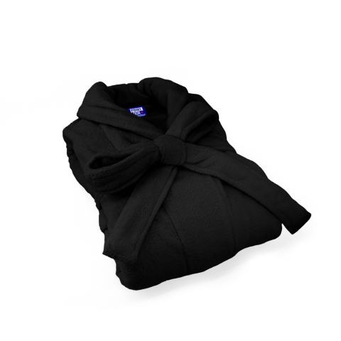 Szlafrok czarny coral fleece ciepły XL unisex