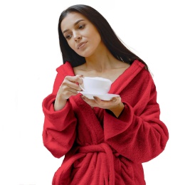 Szlafrok czerwony coral fleece ciepły XXL unisex