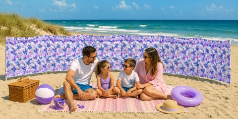 Parawan plażowy 6M (68x88 cm) Fioletowe muszle