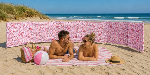 Parawan plażowy 6M (68x88 cm) Różowe koralowce